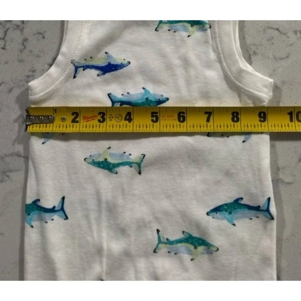 Carter's Baby Boy Shark Print Sleeveless Bodysuit White 18 Months 100% Cotton